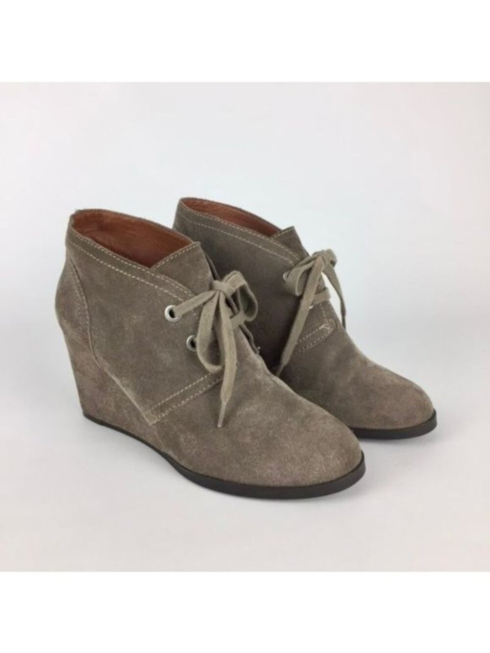 Lucky Brand Seleste Suede Lace Up Wedge Ankle Boot 6.5